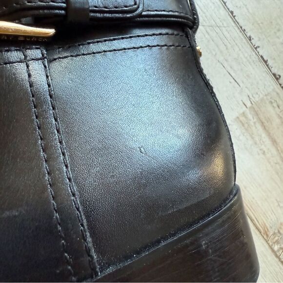 Tory Burch Blaire Tall Riding Boots Women’s Size 6 Black Leather Gold Hardware - Picture 12 of 16